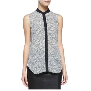Rag & Bone Kent Graphic Lace - Print 100% Silk Sleeveless Blouse